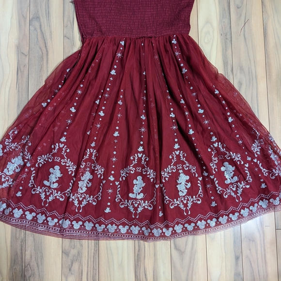 NWT! Her Universe Disney Mickey And Minnie Mouse Holiday Dress Burgundy Size XL - Picture 15 of 16